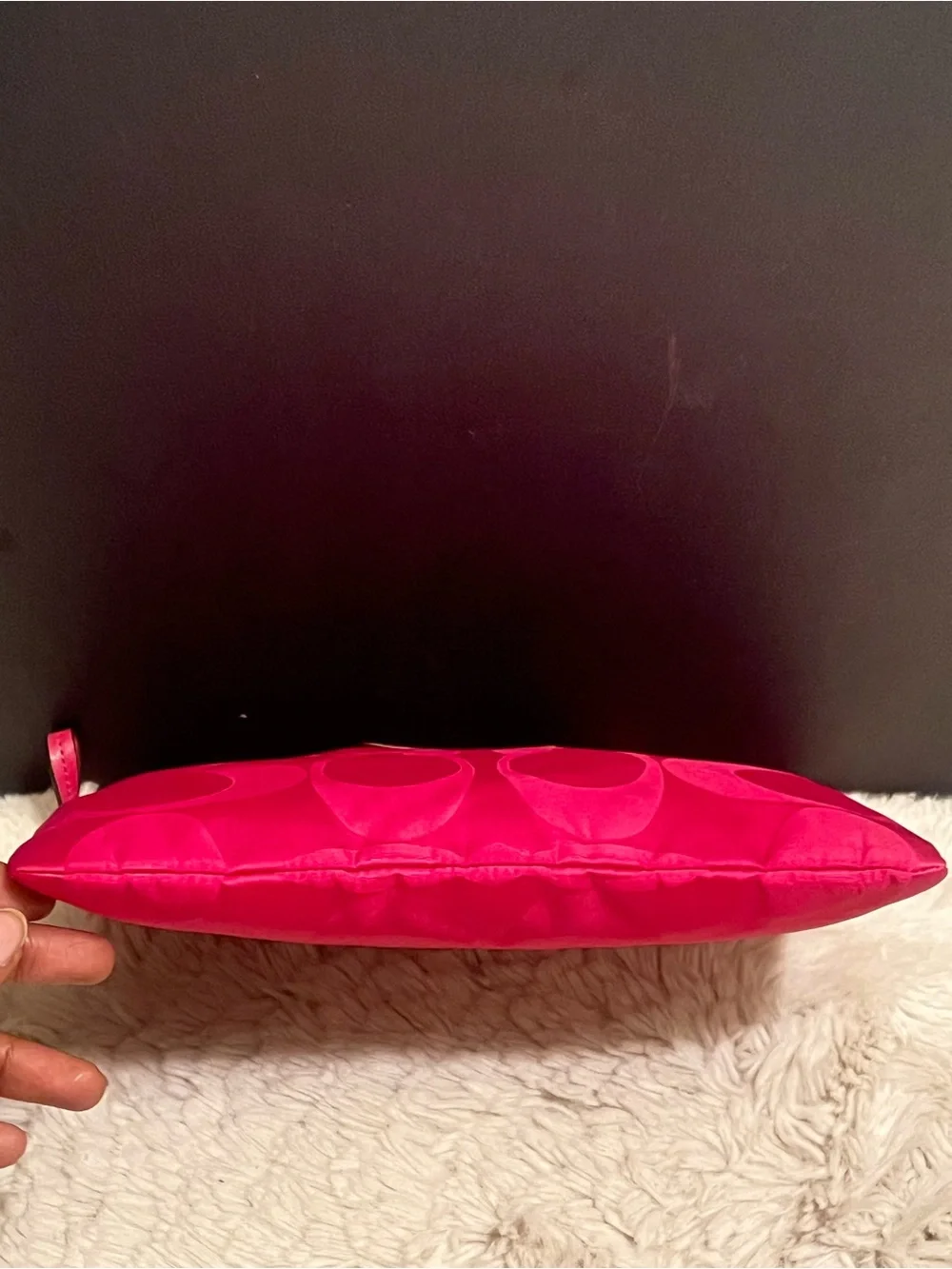 Coach Hot Pink Signature Getaway Nylon Cosmetic Pouch